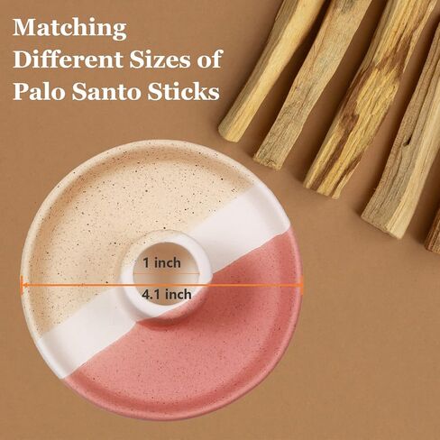 Ceramic Incense Holder for Palo Santo Stick, Handmade Palo Santo Burner, Scent Wood Stand and Ash Catcher (Blue&Red) in Saudi Arabia