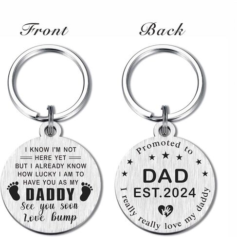 تمت ترقيته إلى Dad Est.2024، هدايا الأب الجديد، سلسلة مفاتيح الأب المستقبلي، أفكار هدية للأب في عيد الأب لأول مرة، هدية إعلان عن الحمل لتصبح بابا، هدية دفع للآباء الجدد in Kuwait