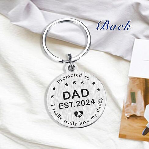 تمت ترقيته إلى Dad Est.2024، هدايا الأب الجديد، سلسلة مفاتيح الأب المستقبلي، أفكار هدية للأب في عيد الأب لأول مرة، هدية إعلان عن الحمل لتصبح بابا، هدية دفع للآباء الجدد in Kuwait