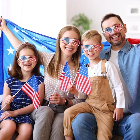 12 قطعة من نظارات المصراع الوطنية، ديكورات الرابع من يوليو، لوازم هدايا الحفلات، نظارات بتصميم العلم الأمريكي ليوم الاستقلال التذكاري in Kuwait