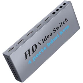 محول HDMI KVM، LiNKFOR KVM Switch HDMI 4 Port Box، صندوق محول 4 في 1 لـ 4 أجهزة كمبيوتر مشاركة ولوحة مفاتيح ماوس وجهاز USB آخر، يدعم دقة 4K@30 هرتز، لوحة مفاتيح وماوس لاسلكيين in Kuwait