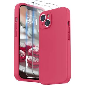 SURPHY Compatible with iPhone 14 Case with Screen Protector (Camera Protection + Soft Microfiber Lining) Liquid Silicone Phone Case 6.1 inch 2022, Lilac Purple