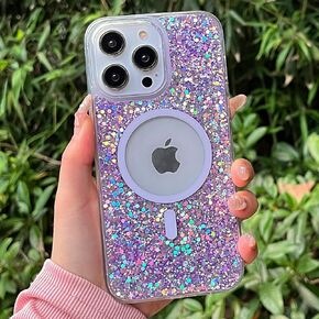 for iPhone 14 Pro Max Case [Compatible with MagSafe] Cute Pearl Magnetic Cover for Women Girls [12FT Drop Protection] - Pink Pearl Tort