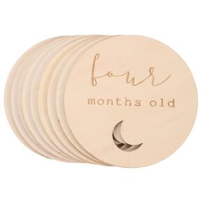 14pcs Milestone Card Baby Announcement Cards One Month Baby Infant Birthday Wood Slices for Baby Shower Unfinished Wood Cards Baby Milestone Discs Wooden Newborn Log Chips