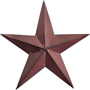 JoyEvy 36" Large Barn Star-Red Black Barn Star Outdoor Decoration-Metal Star for Outside Texas Stars Art Rustic Vintage Western Country Home Farmhouse Primitive House Decor- Primitive Wall Décor