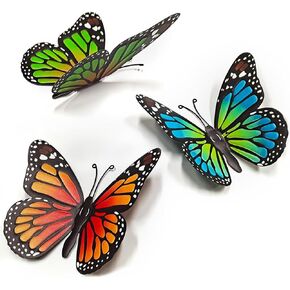 EOORAU Metal Butterfly Wall Decor - 3 Pcs Butterflies Wall Sculpture Hanging Decorations for Indoor Outdoor Fences Patio Yard Fence Garden Decoration, Mother's Day, Father's Day Gifts