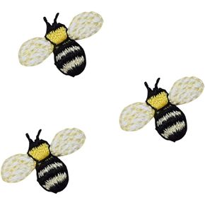 (Set of 3) Mini/Small - Bee - Yellow/Black - Embroidered Iron on Patch
