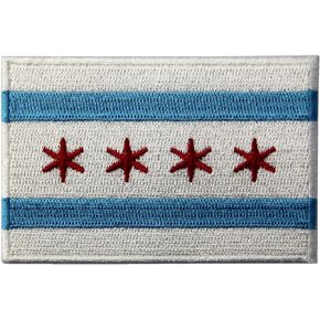 Chicago City Flag Embroidered Iron On Sew On Illinois Patch