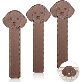 3 Pieces Faux Leather Dog Bookmarks PU Animal Puppy Bookmarks Handmade Personalized Reading Page Markers for Bookworms Book Lovers Writers Relatives Friends Men Women Teen Boys Girls, Brown