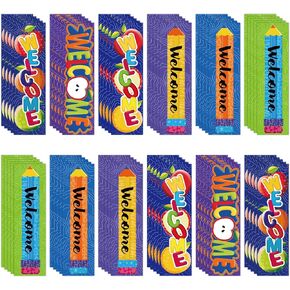 GreenPine 60 Pack Apple Bookmarks, Back to School suppies for Students First Day of School Bookmarks, Kids Bookmarks for Back to School Decor Kindergarten Classroom Teachers Double-Sided Printed