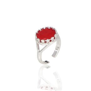 Melian Ruby Stone Ring, 925 Sterling Silver Ring, Statement Ring for Women - Girls, Natural Oval Shape Gemstone Ring, Christmast Gifts, Gift for Her, Adjustable Size Handmade Ring