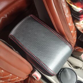 ruihe Carbon Fiber Color PU Car Armrest Box Cover Center Console Saver Scratch Resistance Covers fit for 2012 2013 2014 Ford Focus ST Electric S SE SEL Titanium