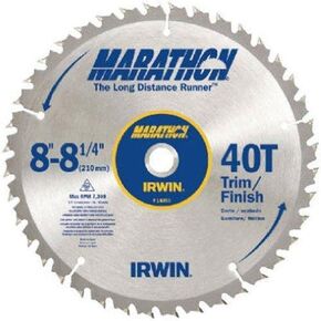 IRWIN Tools MARATHON Carbide Table/Miter Circular Blade, 8 1/4-inch, 40T Universal Arbor Miter and (14053)