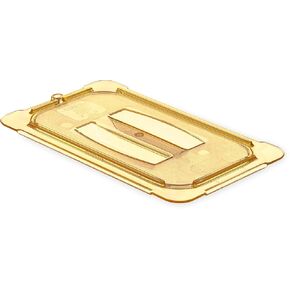 Carlisle FoodService Products 10490U13 StorPlus High Heat Universal Handled Food Pan Lid, Quarter Size, Amber