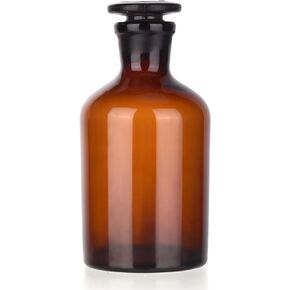 2 Packs Glass Reagent Bottle,Narrow Mouth Borosilicate Glass Reagent Bottle, with Standard Ground Glass Stopper for Labs…… (Amber, 125ML)