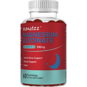 Magnesium Glycinate Gummies 500mg - Magnesium L-Threonate 300mg - Sugar-Free Magnesium Potassium Supplement with Vitamin D, B6, CoQ10 for Calm Mood & Rest Support - 60 Count