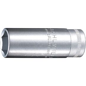 Stahlwille 02130018 Spark Plug Socket, Extra Deep, 3/8" Drive, 18mm-11/16" Socket Size, for Tightening or Loosening Spark Plugs, Chrome Plated Finish, Made in Germany