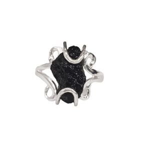 Natural Black Tourmaline Ring, Rough Tourmaline Ring, October Birthstone, Hippie Wire Ring, 925 Sterling Silver, Womens Ring, Christmas, Thanksgiving, Handmade, Statement Raw Gemstone Jewelry (6)