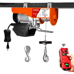 120V Heavy-Duty Electric Hoist - 880 LBS Capacity, 39ft Lifting Height, with Wireless Remote & Emergency Stop, Durable Electric Wire Rope Hoist for Garage & Workshop Overhead Crane Lifting