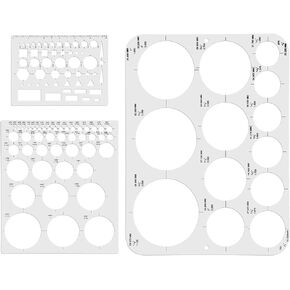 3pcs Circle Templates for Drafting, 3 Size Clear Circle Stencils for Drawing Flexible Multifunctional Round Geometric Ruler Plastic Circle Tracer Measuring Tool for Office School Building Formwork