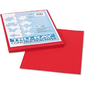 Pacon 102993 Tru-Ray Construction Paper, 76 lbs., 9 x 12, Holiday Red, 50 Sheets/Pack