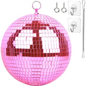 Disco Ball - 8 Inch Mirror Disco Ball, Ideal for DJ Club, Party, Wedding, Home Decor, and Live Stage with Hanging Ring for Easy Installation, Coral