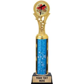 Karaoke Trophies, 11" Blue Stars Karaoke Music Trophy Award, Free Engraving Prime