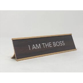 Aahs Engraving Novelty Desk Sign (I AM the Boss, Brown/Gold)