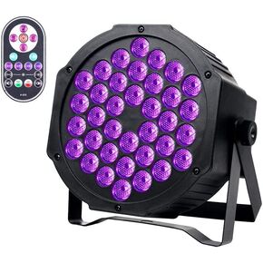 UV Black Lights, KOOT 72W Strobe Lights 36 Led Blacklight with Glow in The Dark Party Supplies by DMX and Remote Control Stage Light for DJ Wedding Church Bar Club
