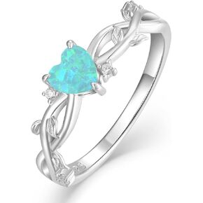 YL 925 Sterling Silver Engagement Rings Heart Cut 5MM Gemstone Infinity Band Leaf Jewelry for Women