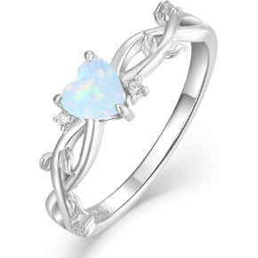 YL 925 Sterling Silver Engagement Rings Heart Cut 5MM Gemstone Infinity Band Leaf Jewelry for Women
