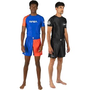 Sanabul Space Collection Shorts (Orange/Blue, 5 inch Inseam - Large)