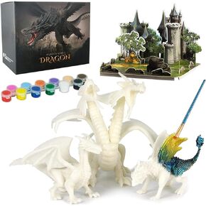 BESTYMXY Dragon Toys Painting Art Kit, DIY Dragon Painting Kit, Arts and Crafts for Kids, Kids Art Set, Paint Your Own Kit, 3D Dragon Gift for Boys Girls