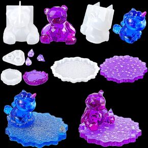Phone Stand Resin Mould Unicorn Resin Silicone Mould Resin Bear Resin Silicone Mould Animal Resin Cell Phone Stand Mould DIY Craft Phone Bracket Handmade Craft for Various Mobile Phones