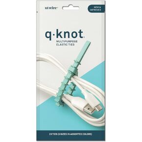 New Q Knot Reusable Silicone Elastic Cable Ties, Assorted, Set of 20