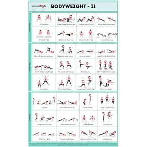 SPORTAXIS Bodyweight Workout Poster with 32 Workout Poses - Gloss Double-Sided Lamination, No-Equipment Exercise Poster for Home, Gym Training (16.5 x 27 inches)