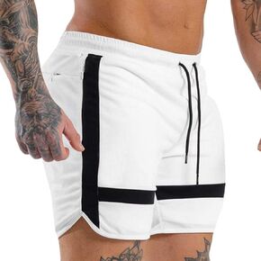 EVERWORTH Men's Gym Quick Dry Workout Shorts Fitted Bodybuilding Short Breathable Training Running Shorts with Zipper Pockets