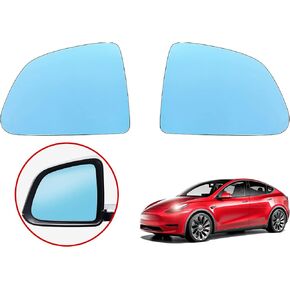 Side Mirror for Tesla Model 3 Rear View Mirror with Anti Glare Panoramic Blue Glass Lens and Heat defogging (1 Pair)