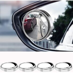 4pcs Blind Spot Mirror,2-inch Round Wide Angle HD Glass Convex Rear View Mirror，Angle Adjustable Blind Spot Mirror for Large Vehicles, Car Suv Trucks (2"(50mm), Black frame)
