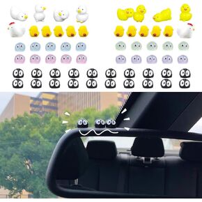 60 Pcs Cute Soot Sprites Car Rearview Mirror Accessories chick duck car mirror decor hanging Funny dashboard decorations Gifts US211