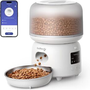 Automatic Cat Feeder WiFi Connected,FEELNEEDY 3L Cat/Dog Food Dispenser, Timed Pet Feeders for Dry Food,Up to 36 Portions 10 Meals Per Day (Only Support 2.4G WiFi)