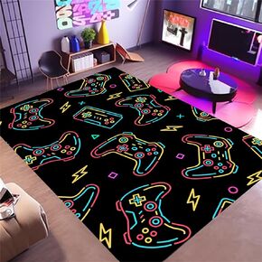 Gaming Rug for Boys Room,2'x3' Non Slip Neon Gamer Rug,3D Printed PlayStation Rug for Bedroom Living Room Gaming Room Decor