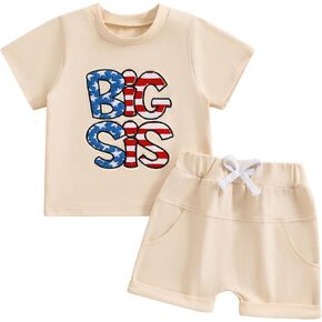 Toddler Baby Boy 4th of July Outfit All American Short Sleeve Tshirt+Stars Stripes Shorts Newborn Summer Outfit