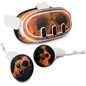 MightySkins Skin Compatible with Meta Quest 3 - Fire Skull | Protective, Durable, and Unique Vinyl Decal wrap Cover | Easy to Apply & Change Styles | Made in The USA