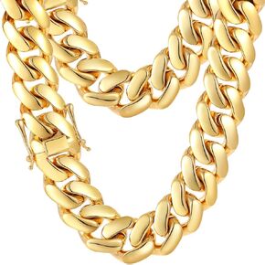 Big Cuban Link Chain For Men 22MM 18K Gold Plated Solid Thick Silver Chain Necklace Large Giant Miami Men Cuban Chain Hip Hop Rapper Jewelry