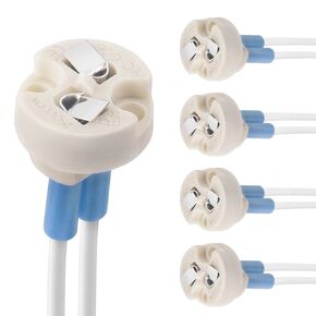 DiCUNO G4, GU5.3 Bi-Pin Ceramic Base Socket, MR16, MR11 Halogen Incandescent LED Bulb Holder Wire Connector (5pcs)