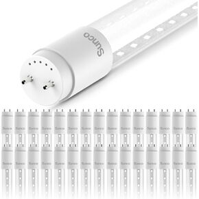Sunco 30 Pack T8 LED 4FT Tube Light Bulbs Ballast Bypass Fluorescent Replacement 5000K Daylight, 18W, Clear Cover, Retrofit, Single Ended Power (SEP) Commercial Grade - UL