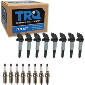 TRQ Ignition Coil & Iridium Spark Plug Kit Set for BMW 5 6 7 X Series 4.8L V8