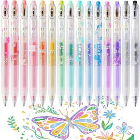 NiArt Retractable Rainbow Gel Ink Pens 12-Pack for School, Home, Office - Tri-Color Gradient Blend for Artistic Writing, Sketching, Journaling, Ergonomic Non-Slip Grip and Wide Clip for Easy Carry