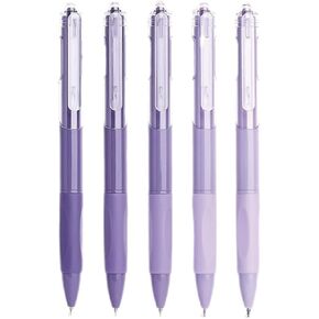 5 Pcs Gel Ink Pens Retractable Pens Purple Pen 0.5mm Black Ink Pen Writing Pens Office School Supplies for Girls Boys Women Men (Purple)